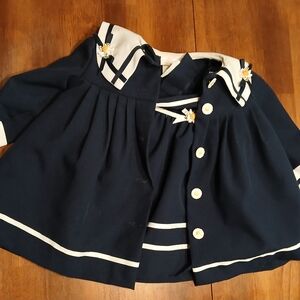 Navy Blue Kids Sailor Jacket with White Accents
